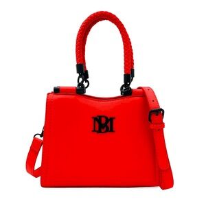 NWT BADGLEY MISCHKA red bag with black hardware in faux/vegan leather